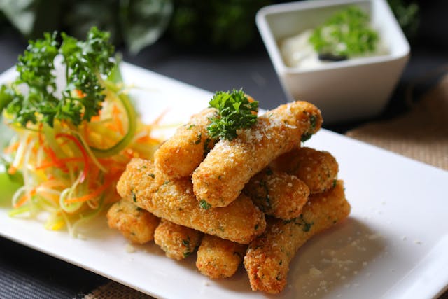 mozzarella sticks and wine